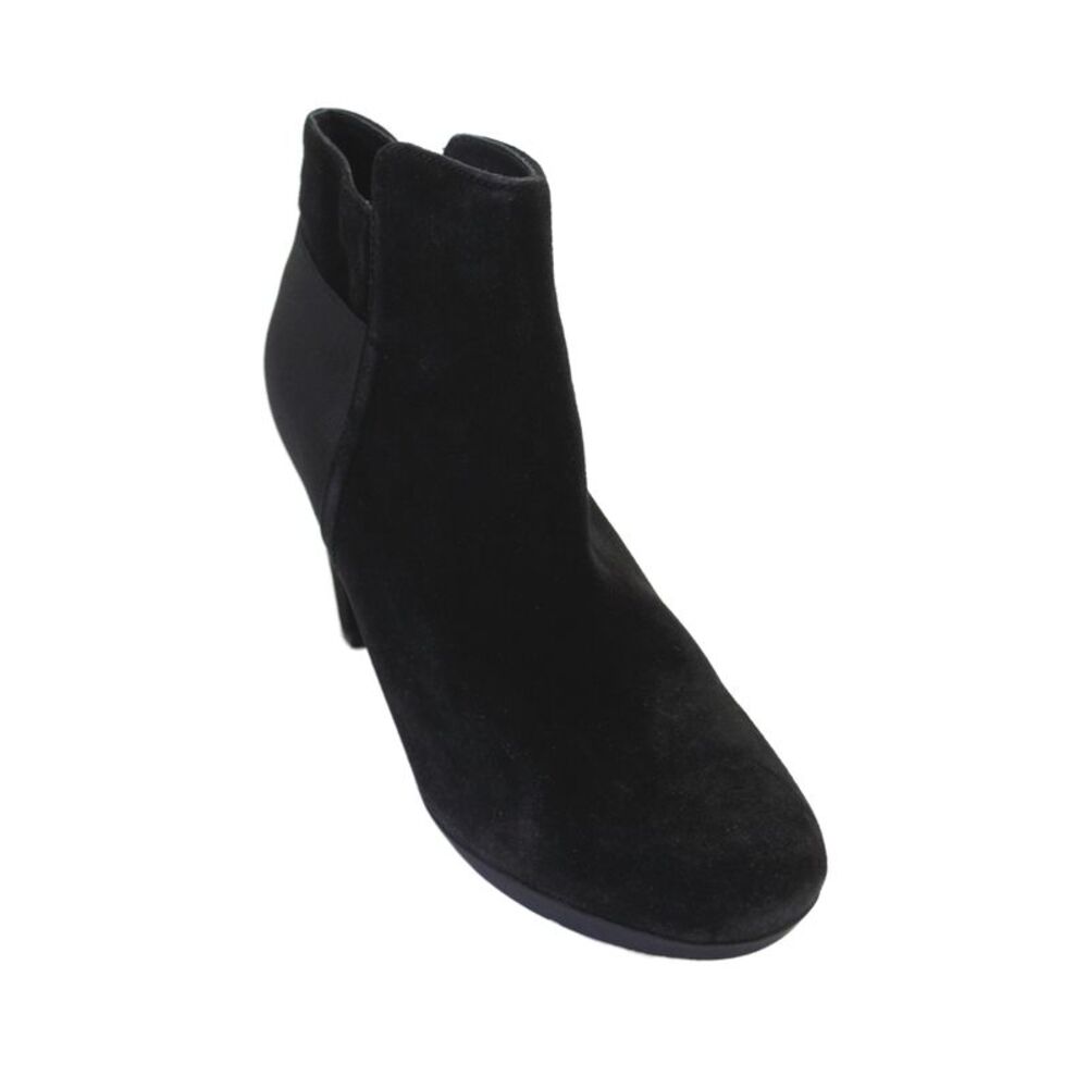Geox Womens Suede Round Toe Side Zip Ankle Boots Black Size 41 11